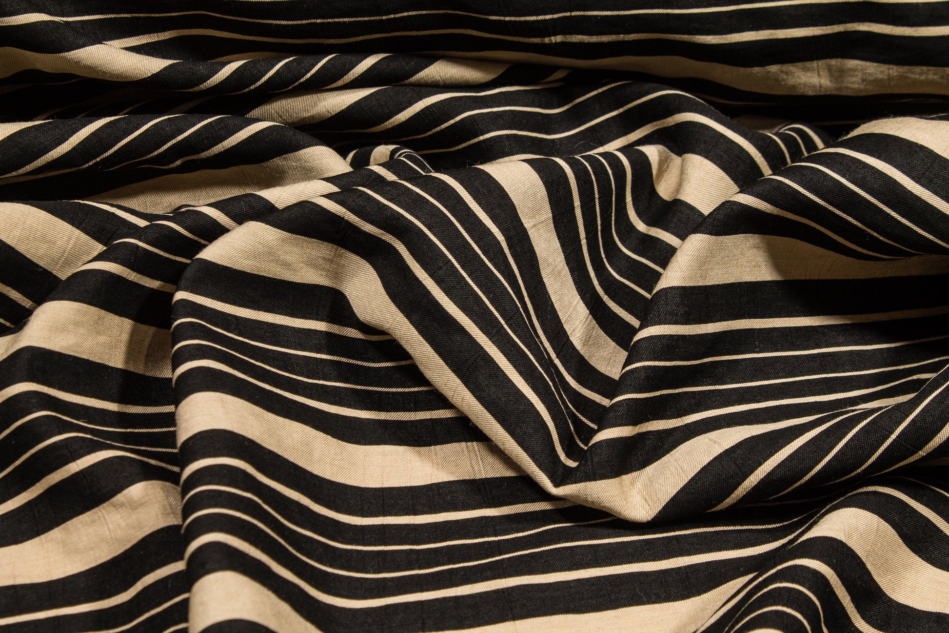Black and Tan Striped Cotton Twill Shirting - Prime Fabrics