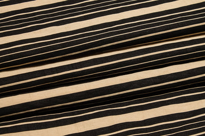 Black and Tan Striped Cotton Twill Shirting - Prime Fabrics
