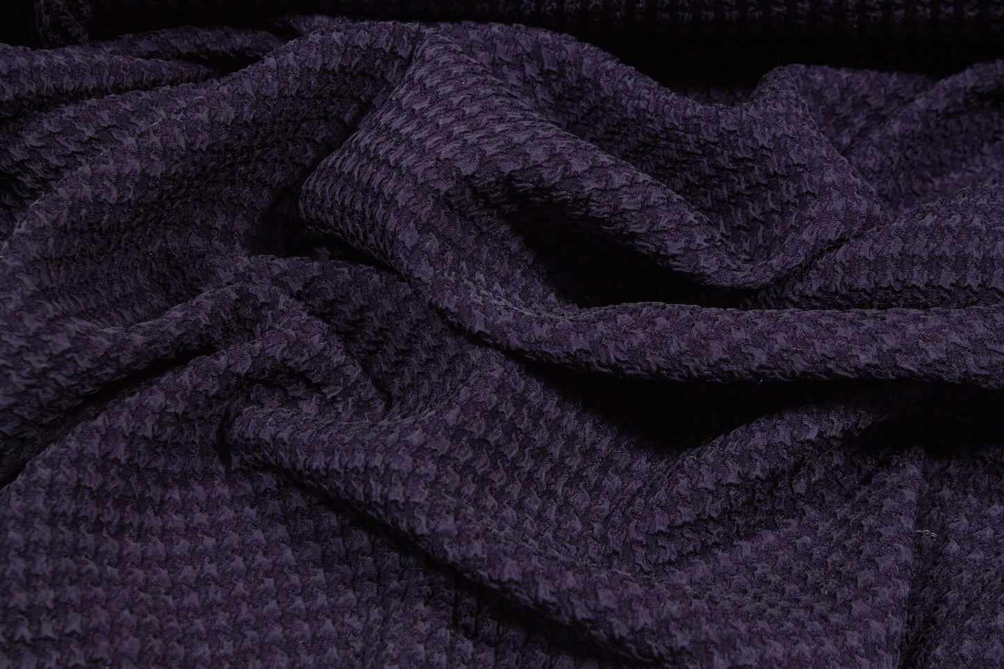 Textured Houndstooth Stretch Silk Crepe - Purple Blue - Prime Fabrics