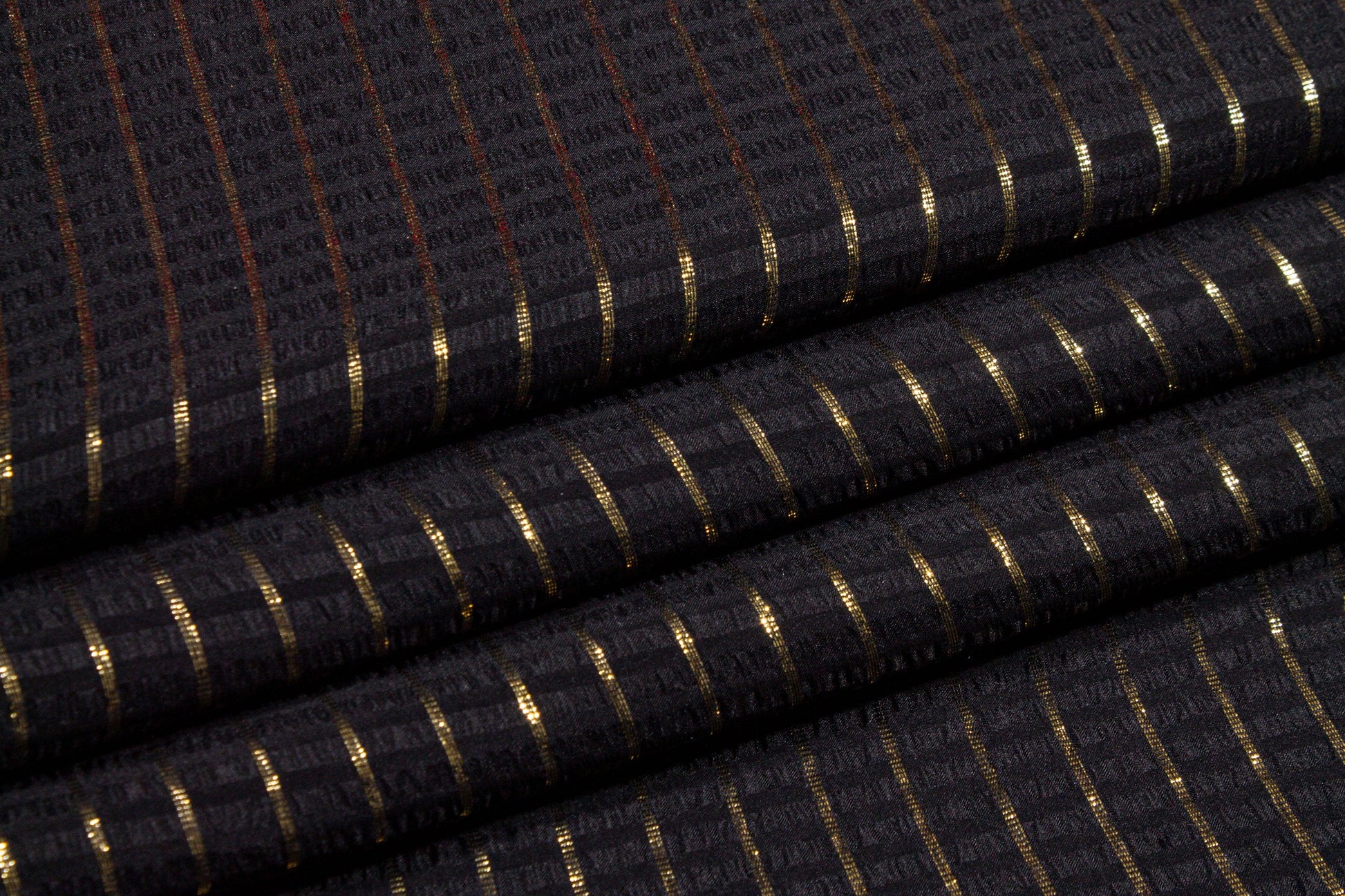 Striped Metallic Silk Jacquard - Black and Gold - Prime Fabrics