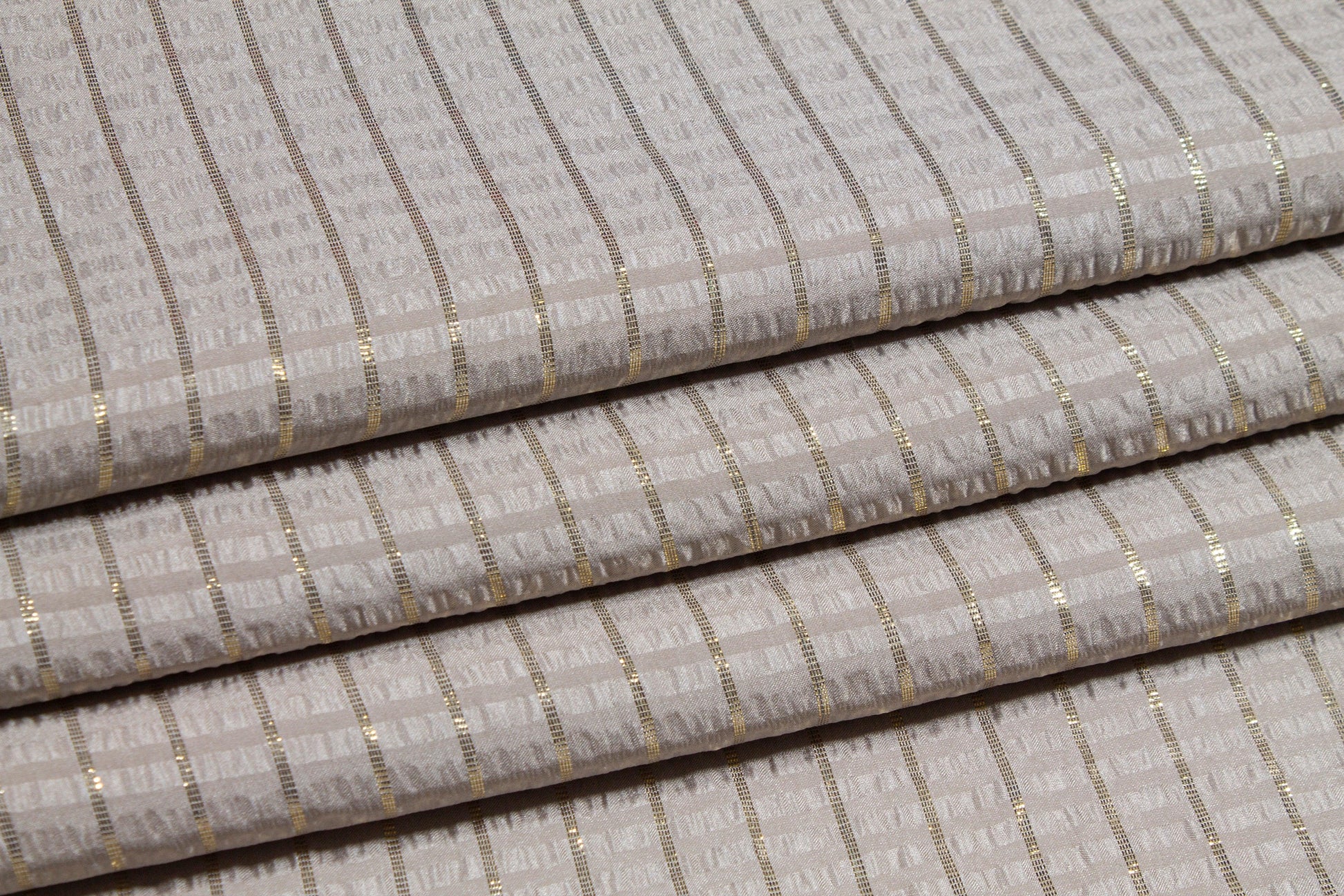 Metallic Striped Silk Jacquard - Taupe and Gold - Prime Fabrics