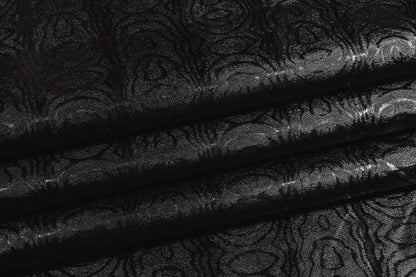 Cotton Backed Abstract Italian Faux Leather - Black - Prime Fabrics