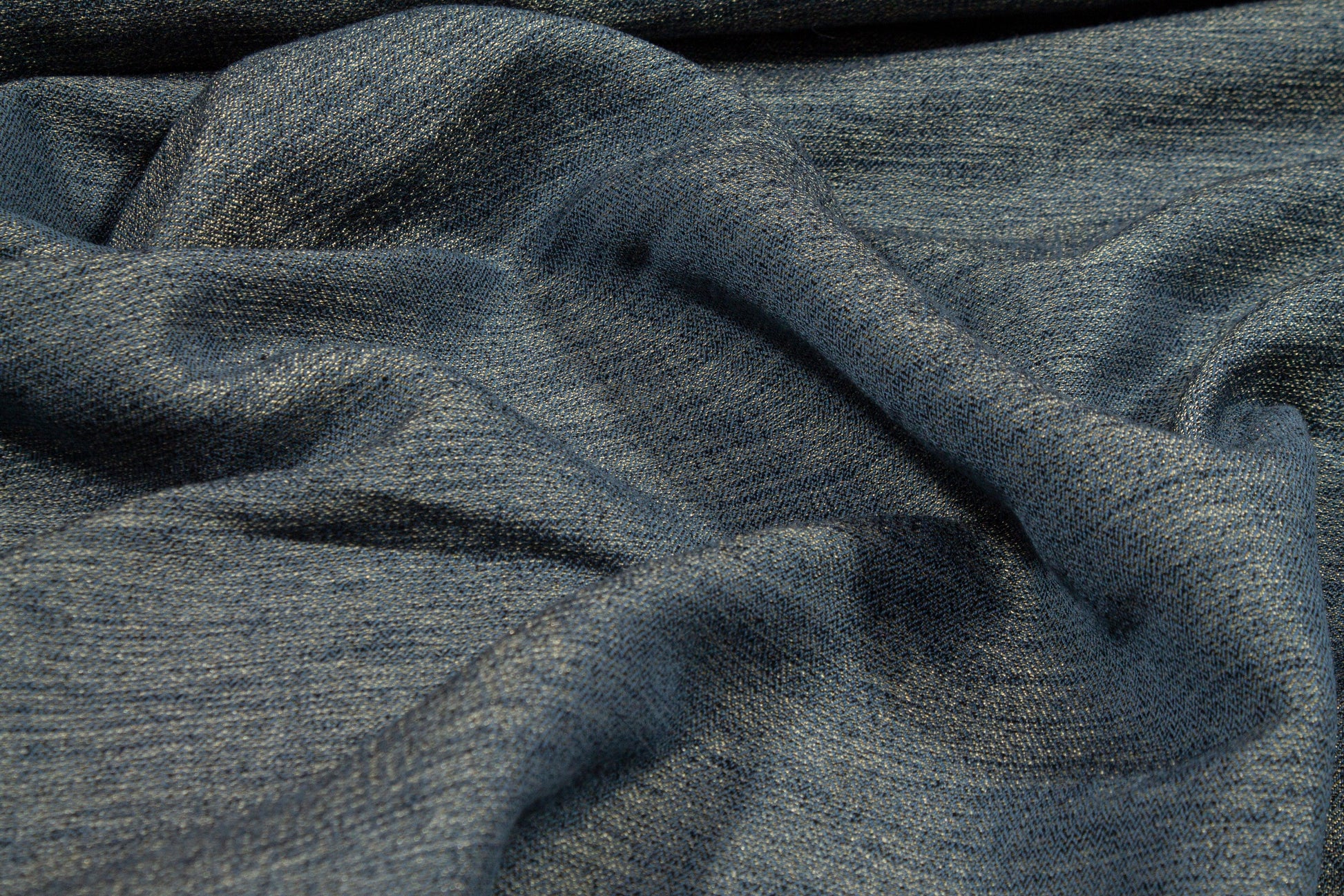 Teal and Gold Metallic Wool Blend Suiting - Prime Fabrics
