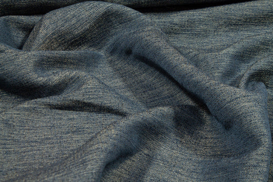 Teal and Gold Metallic Wool Blend Suiting - Prime Fabrics
