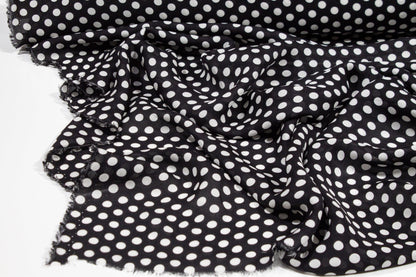 Polka Dot Silk Georgette - Black and White - Prime Fabrics