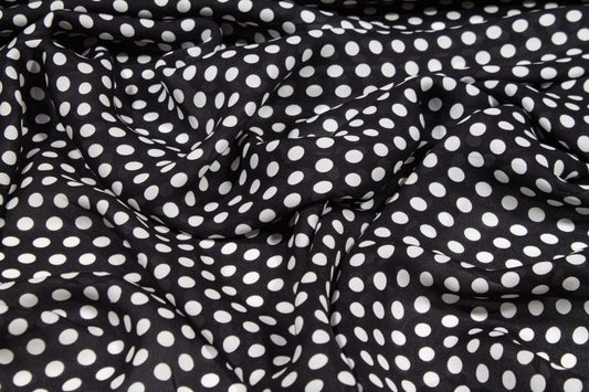 Polka Dot Silk Georgette - Black and White - Prime Fabrics