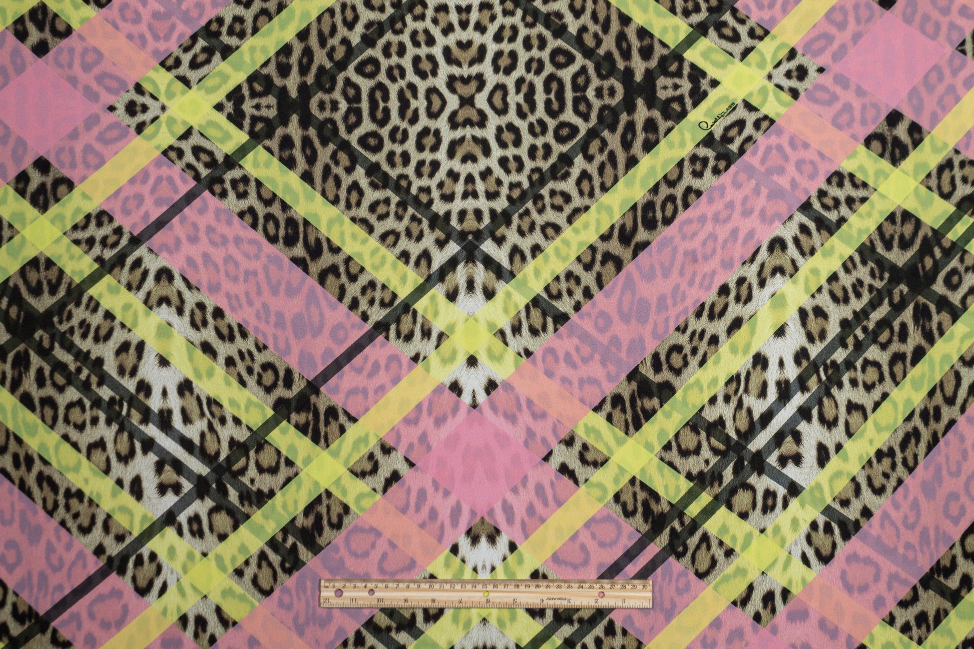 Roberto Cavalli - Pink and Yellow Leopard Viscose Crepe - Prime Fabrics