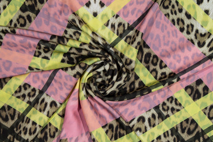 Roberto Cavalli - Pink and Yellow Leopard Viscose Crepe - Prime Fabrics