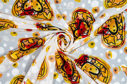 Yellow and Red Heart Italian Cotton Voile - Prime Fabrics