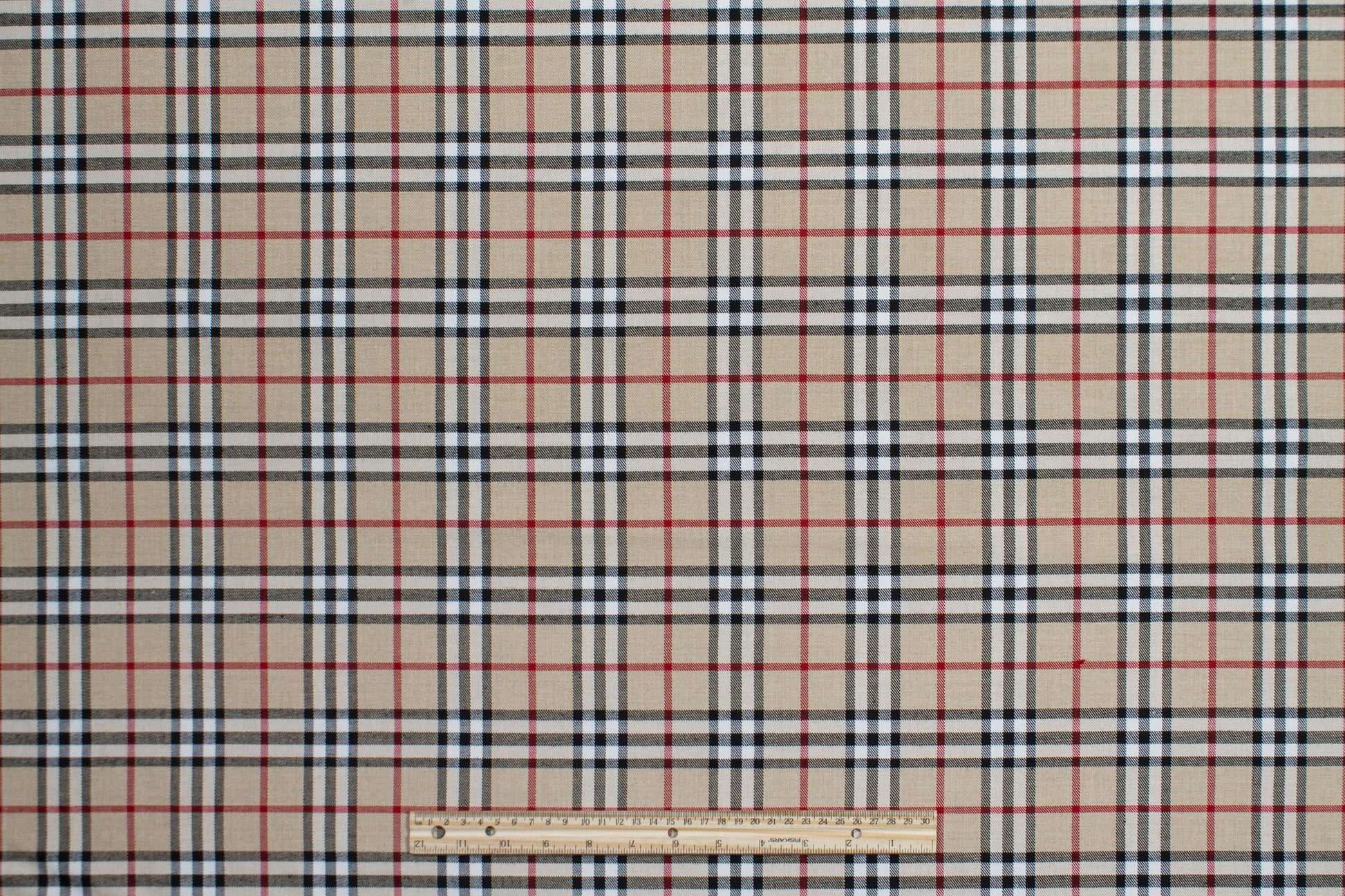 Tan Plaid Poly Viscose Suiting - Prime Fabrics