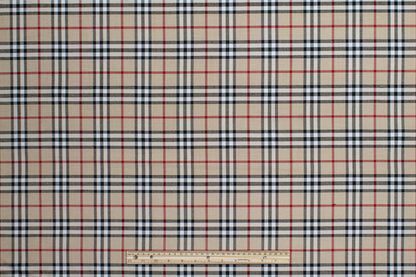 Tan Plaid Poly Viscose Suiting - Prime Fabrics