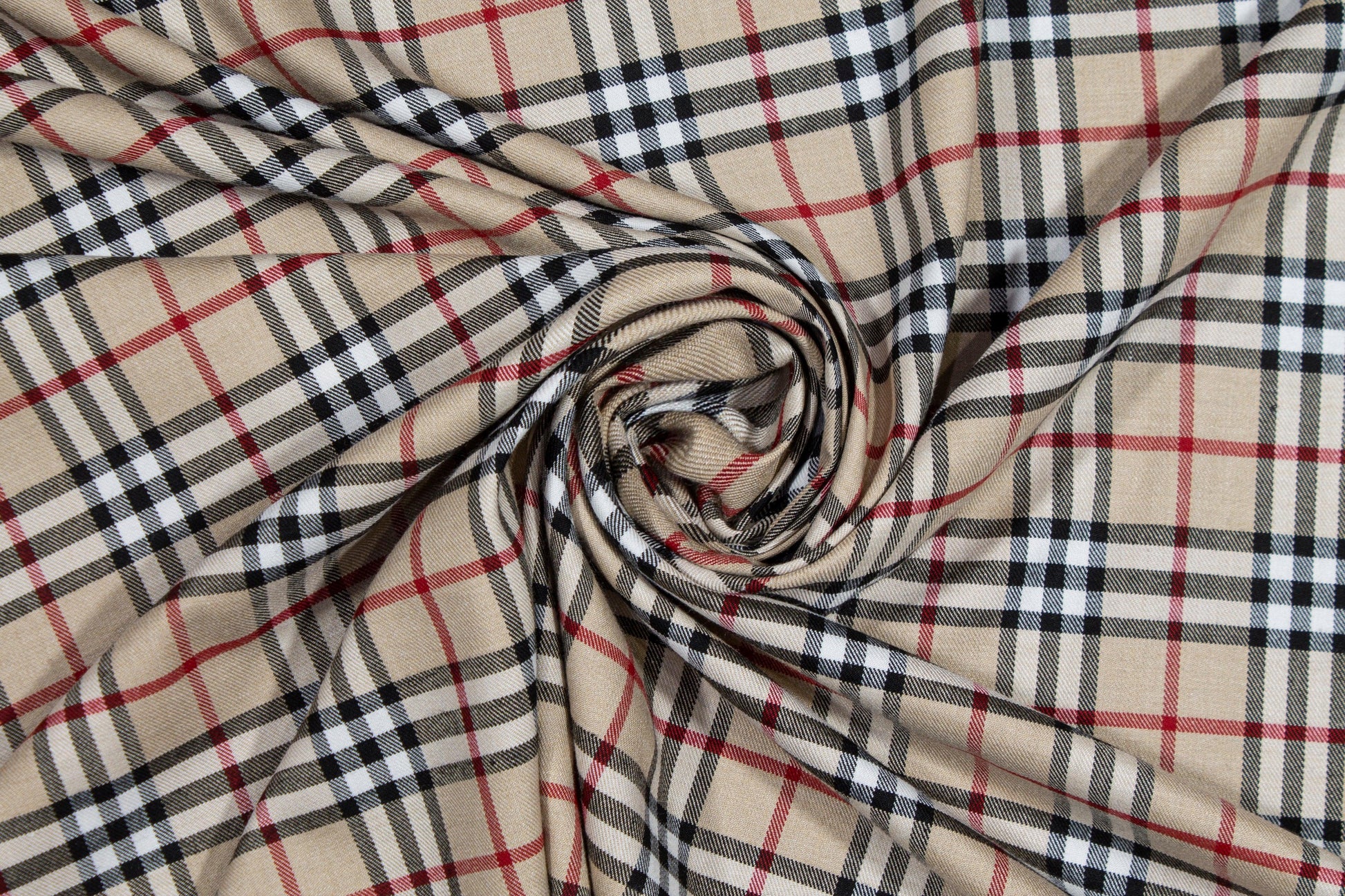 Tan Plaid Poly Viscose Suiting - Prime Fabrics