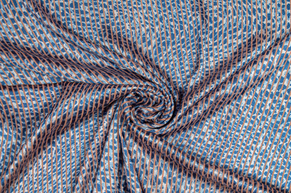 Peach and Blue Striped Polyester Burnout - Prime Fabrics
