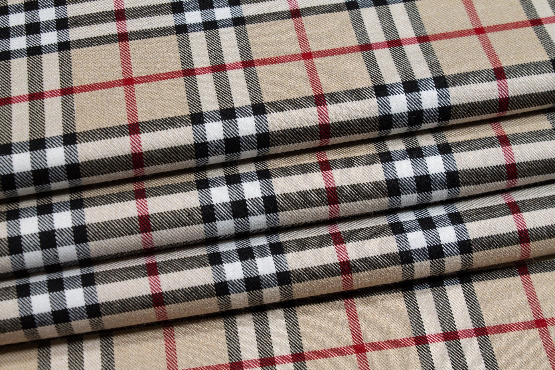 Tan Plaid Poly Viscose Suiting - Prime Fabrics