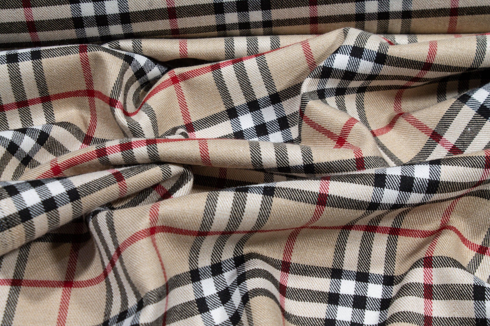 Tan Plaid Poly Viscose Suiting - Prime Fabrics