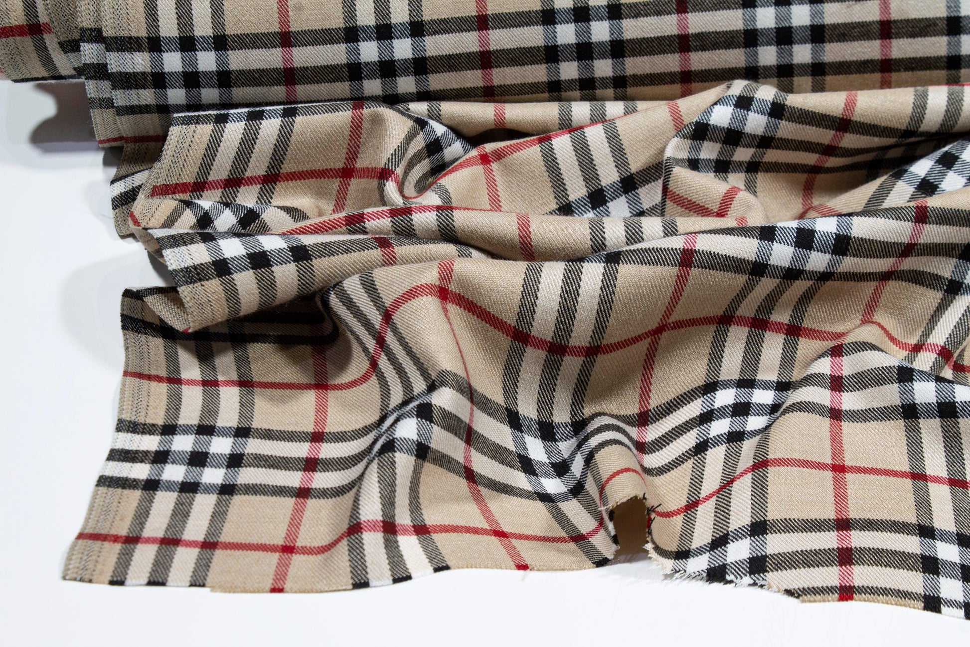 Tan Plaid Poly Viscose Suiting - Prime Fabrics