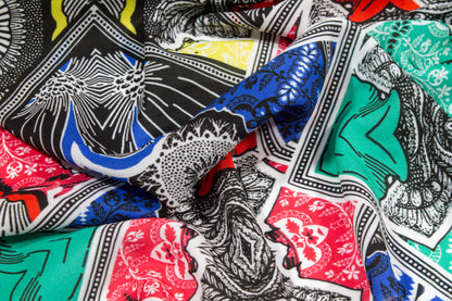 Roberto Cavalli - Multicolor Viscose Stretch Crepe De Chine - Prime Fabrics