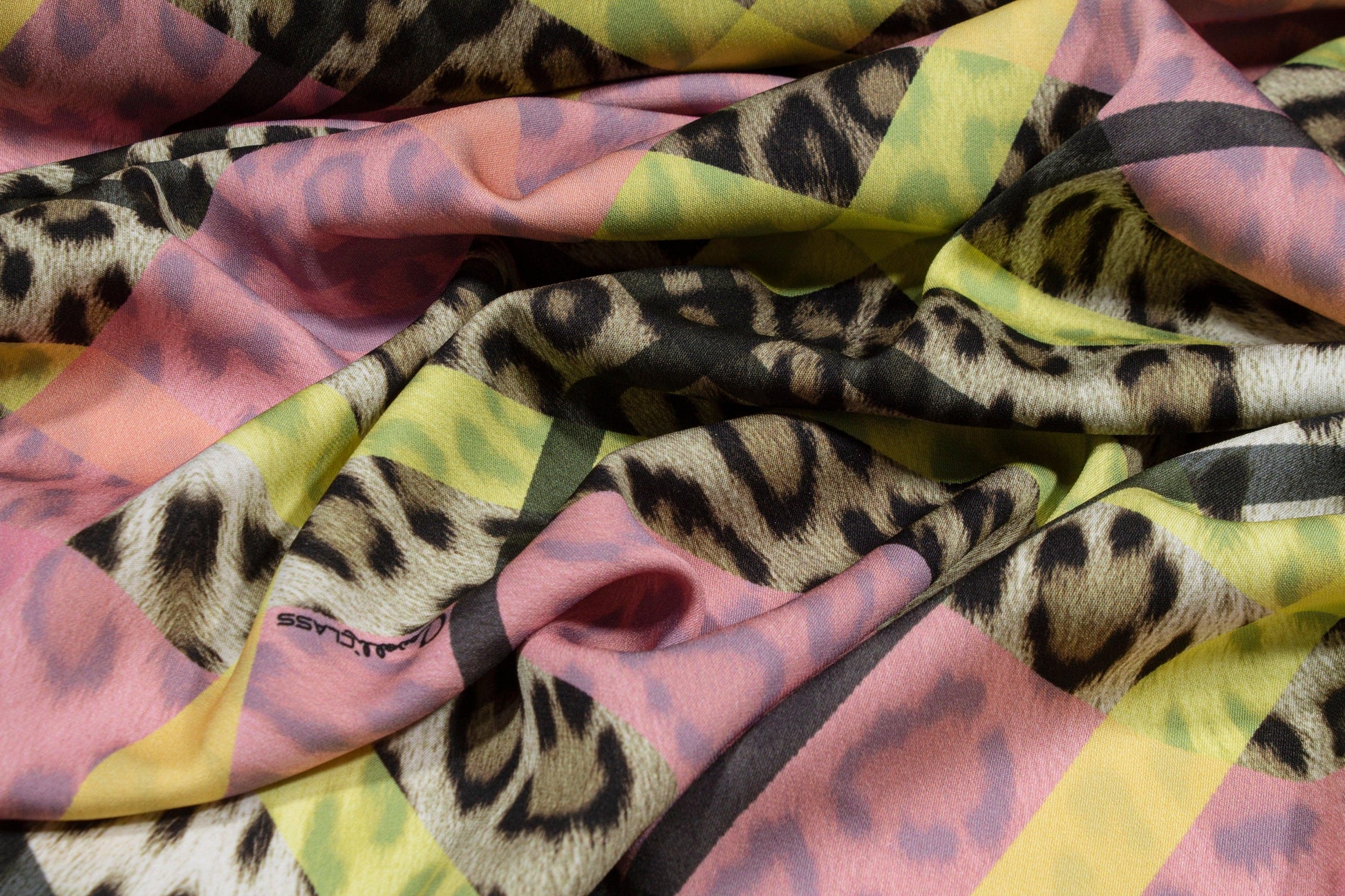 Roberto Cavalli - Pink and Yellow Leopard Viscose Crepe - Prime Fabrics