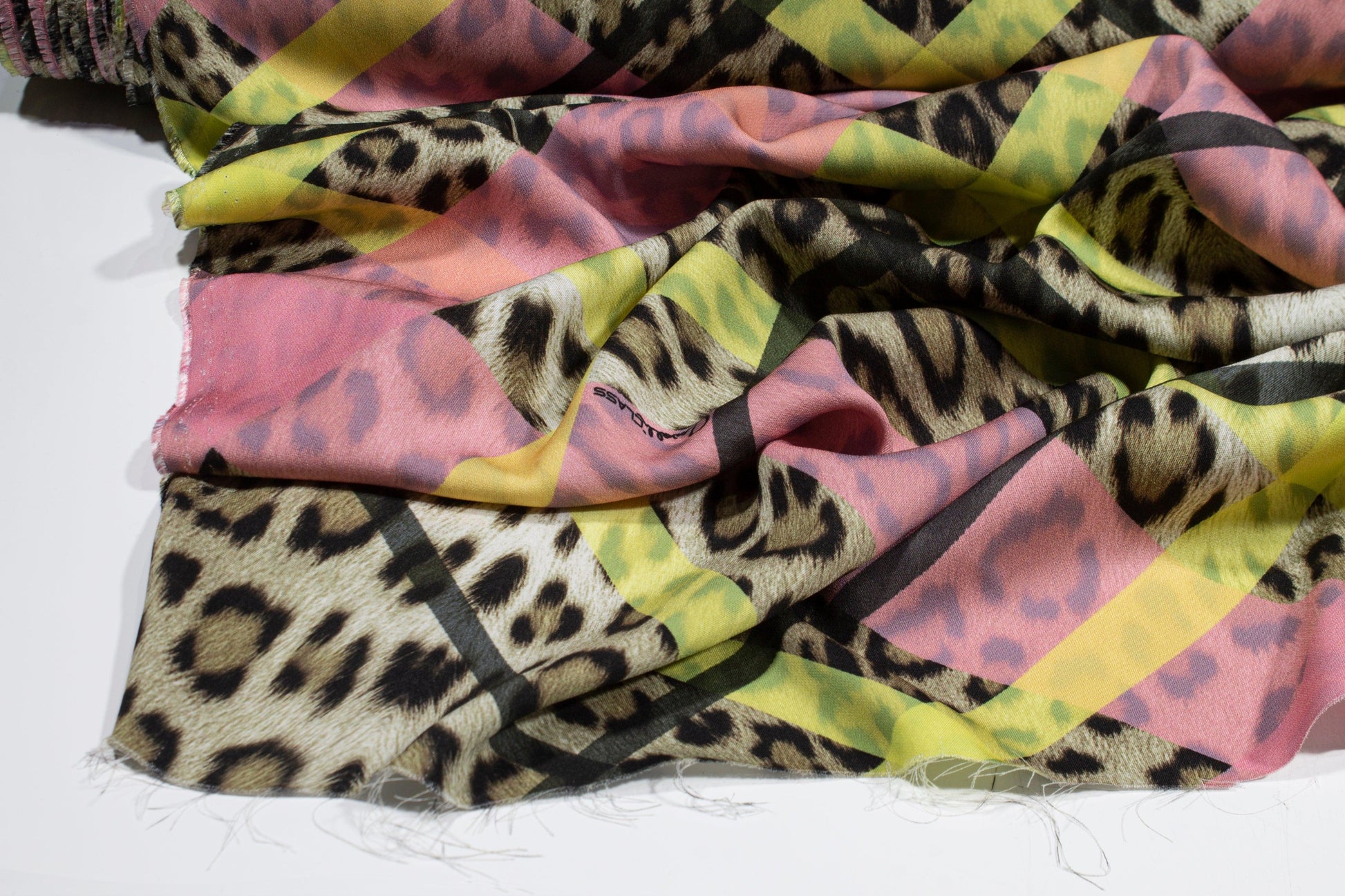 Roberto Cavalli - Pink and Yellow Leopard Viscose Crepe - Prime Fabrics