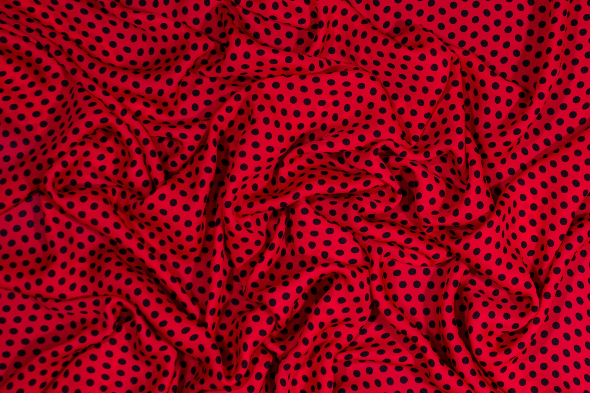 Polka Dot Silk Georgette - Red and Black - Prime Fabrics