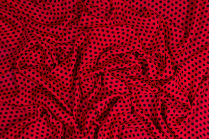 Polka Dot Silk Georgette - Red and Black - Prime Fabrics
