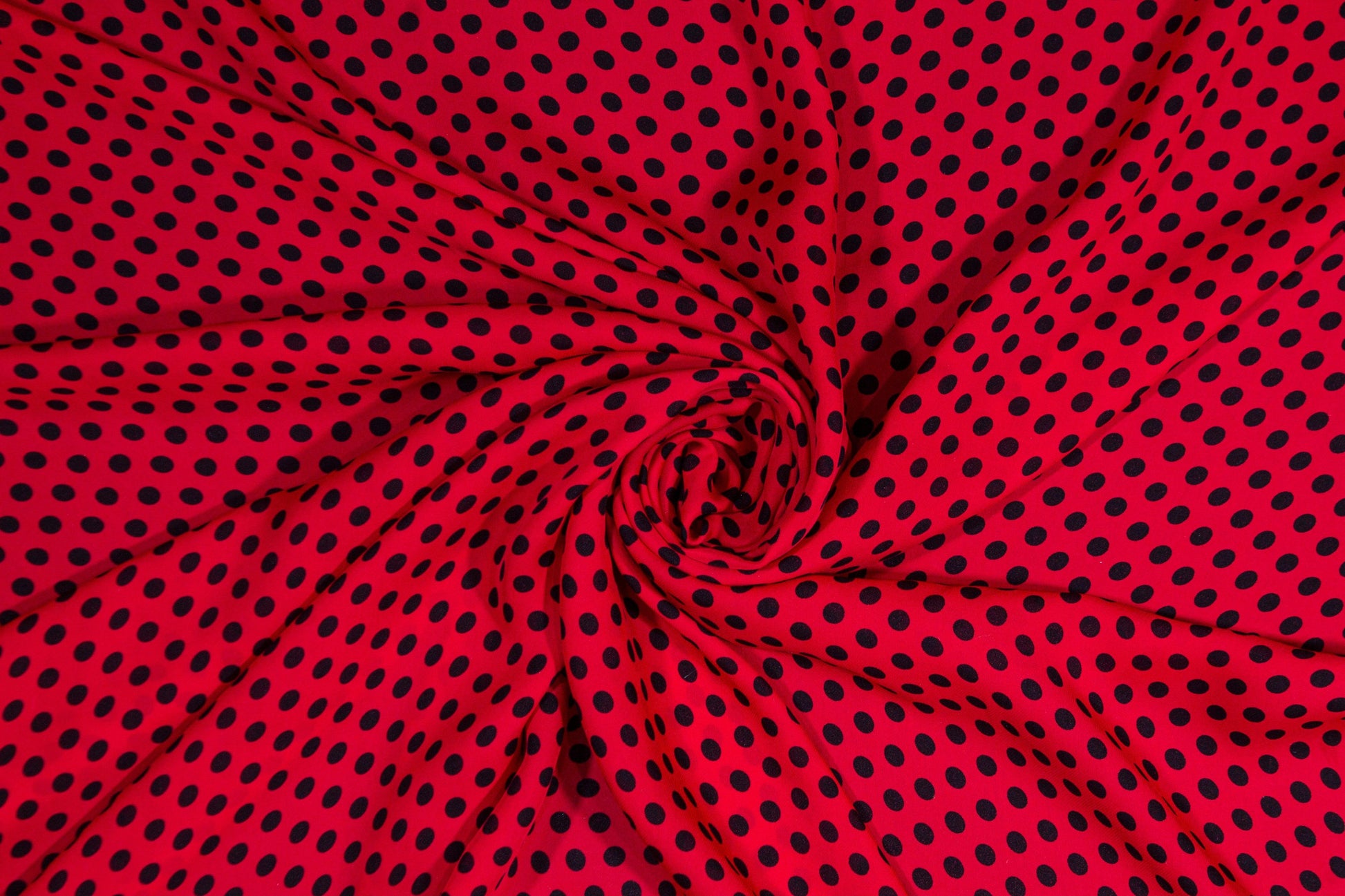 Polka Dot Silk Georgette - Red and Black - Prime Fabrics