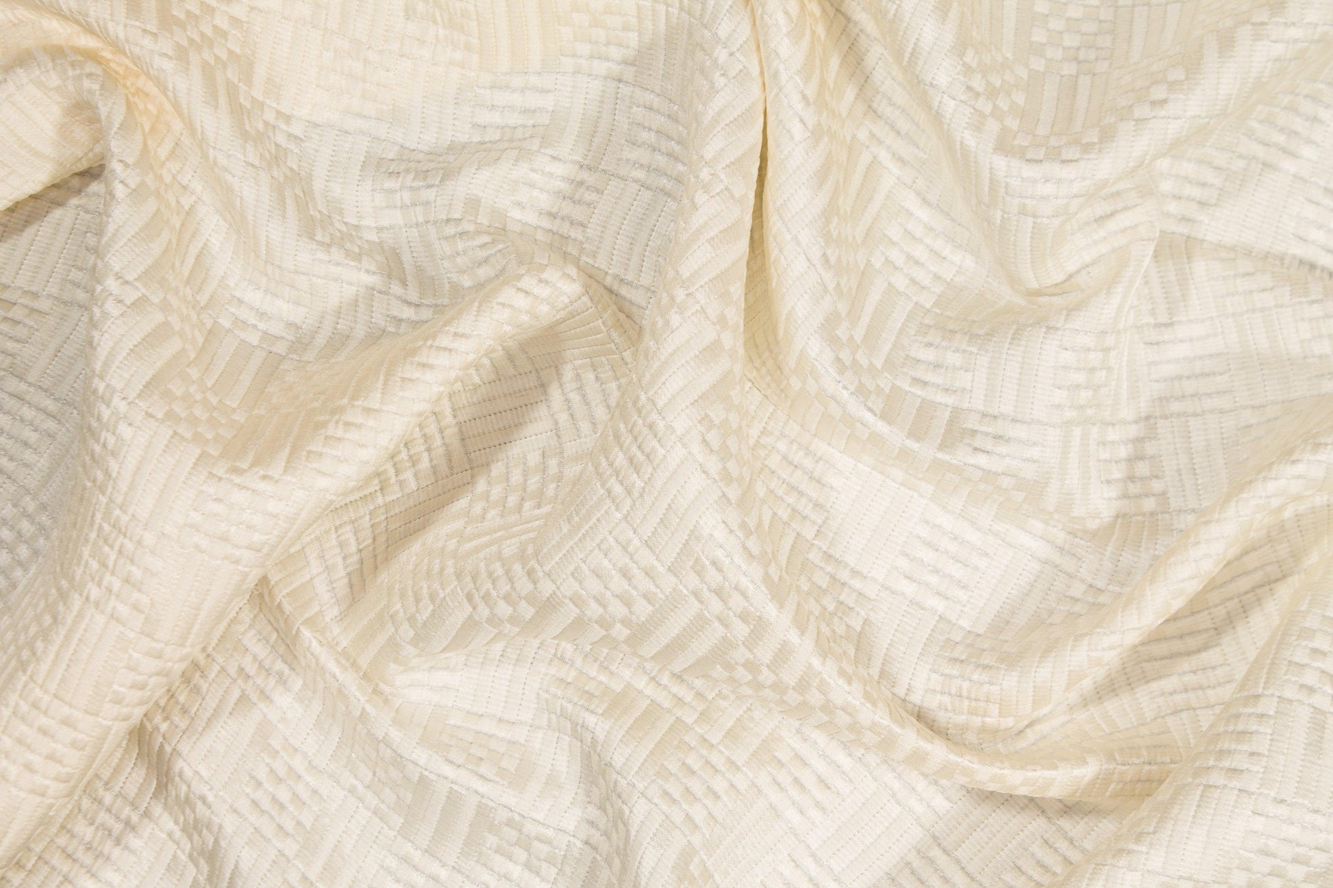 Checked Italian Silk Brocade - Ivory - Prime Fabrics