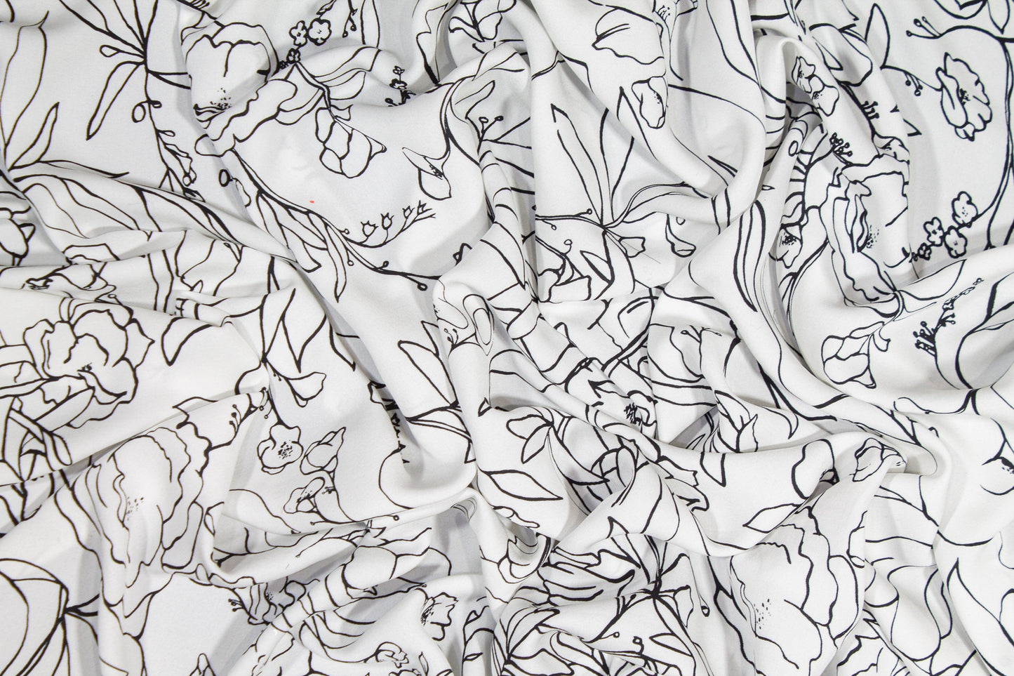 Floral Silk Crepe De Chine - Black and White - Prime Fabrics