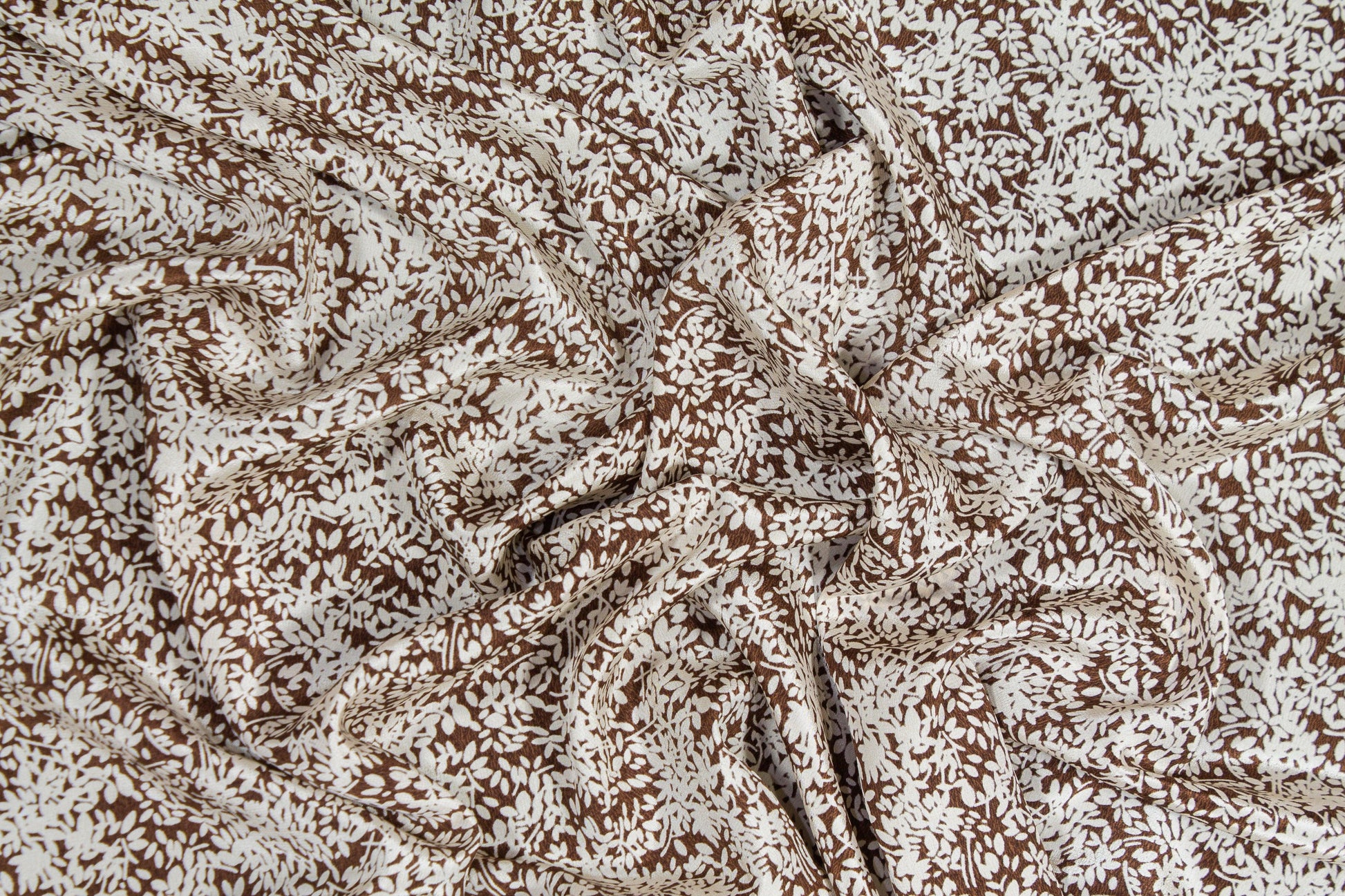 Floral Silk Crepe De Chine - Brown and Beige - Prime Fabrics