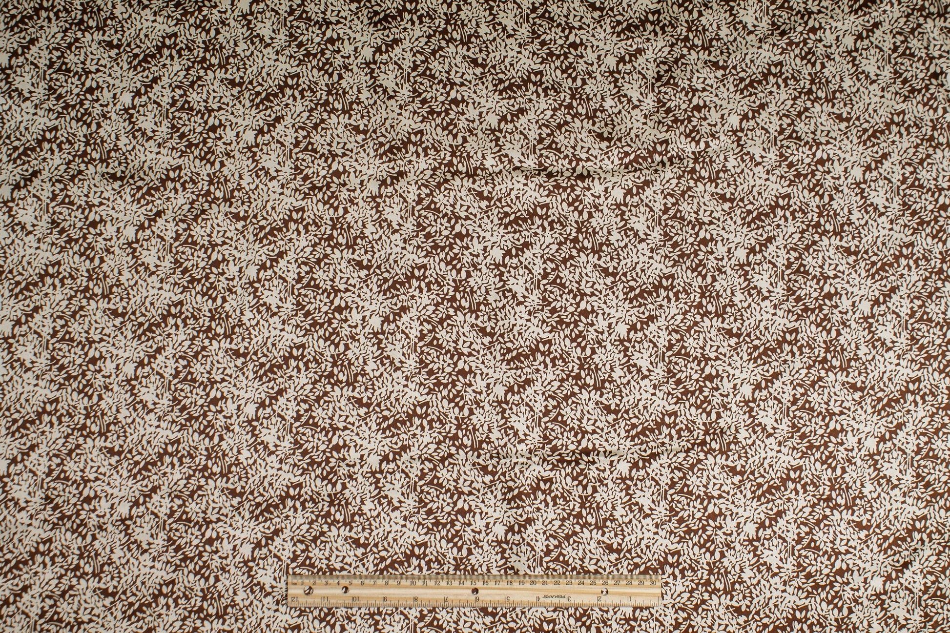 Floral Silk Charmeuse - Brown and Beige - Prime Fabrics