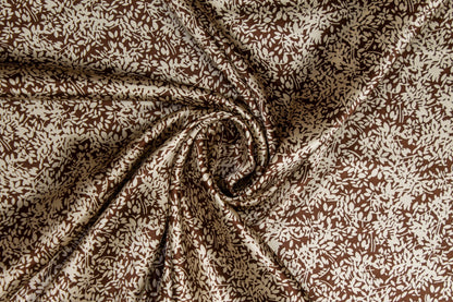 Floral Silk Charmeuse - Brown and Beige - Prime Fabrics