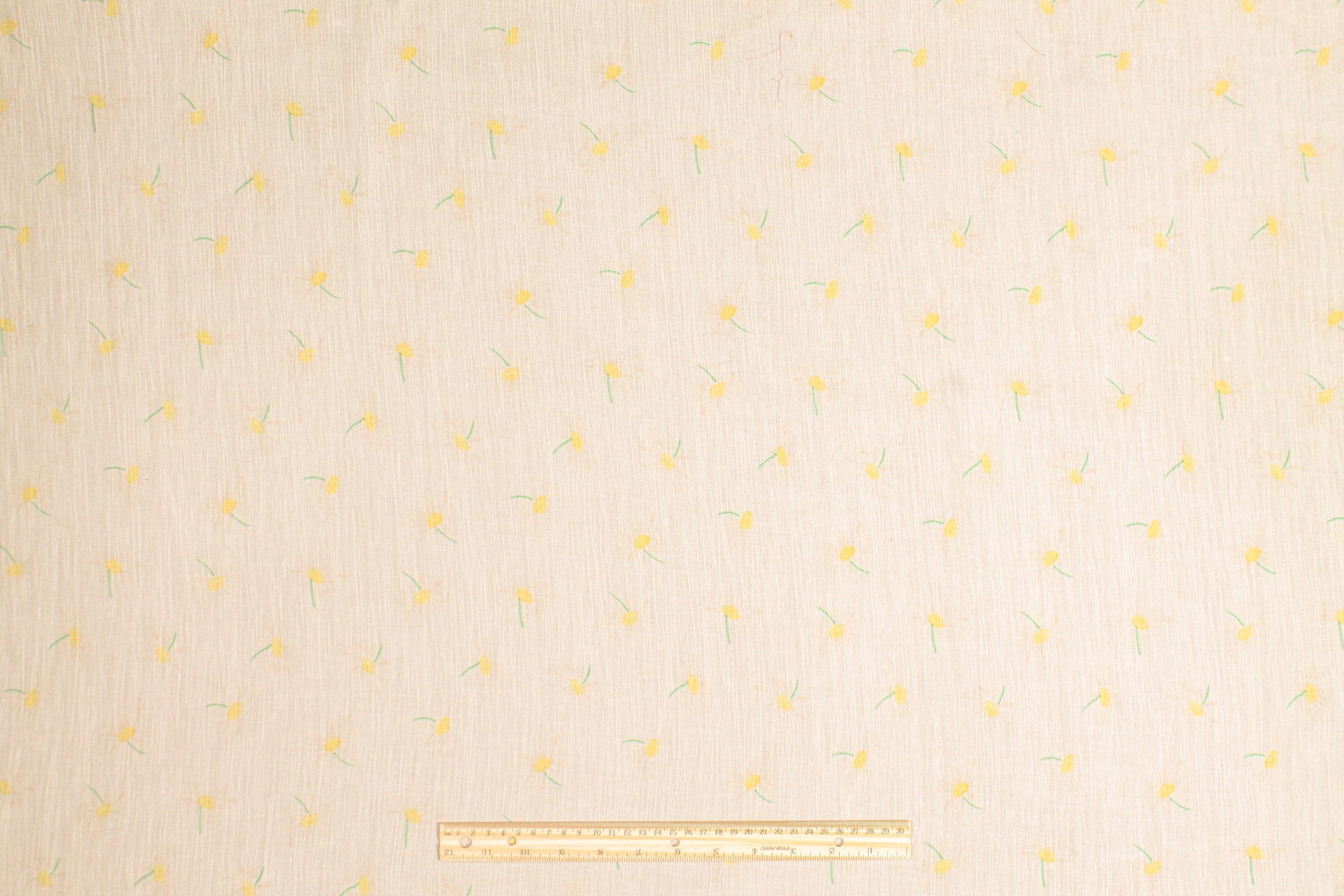 Crinkled Floral Silk Chiffon - Ivory, Yellow, Green - Prime Fabrics