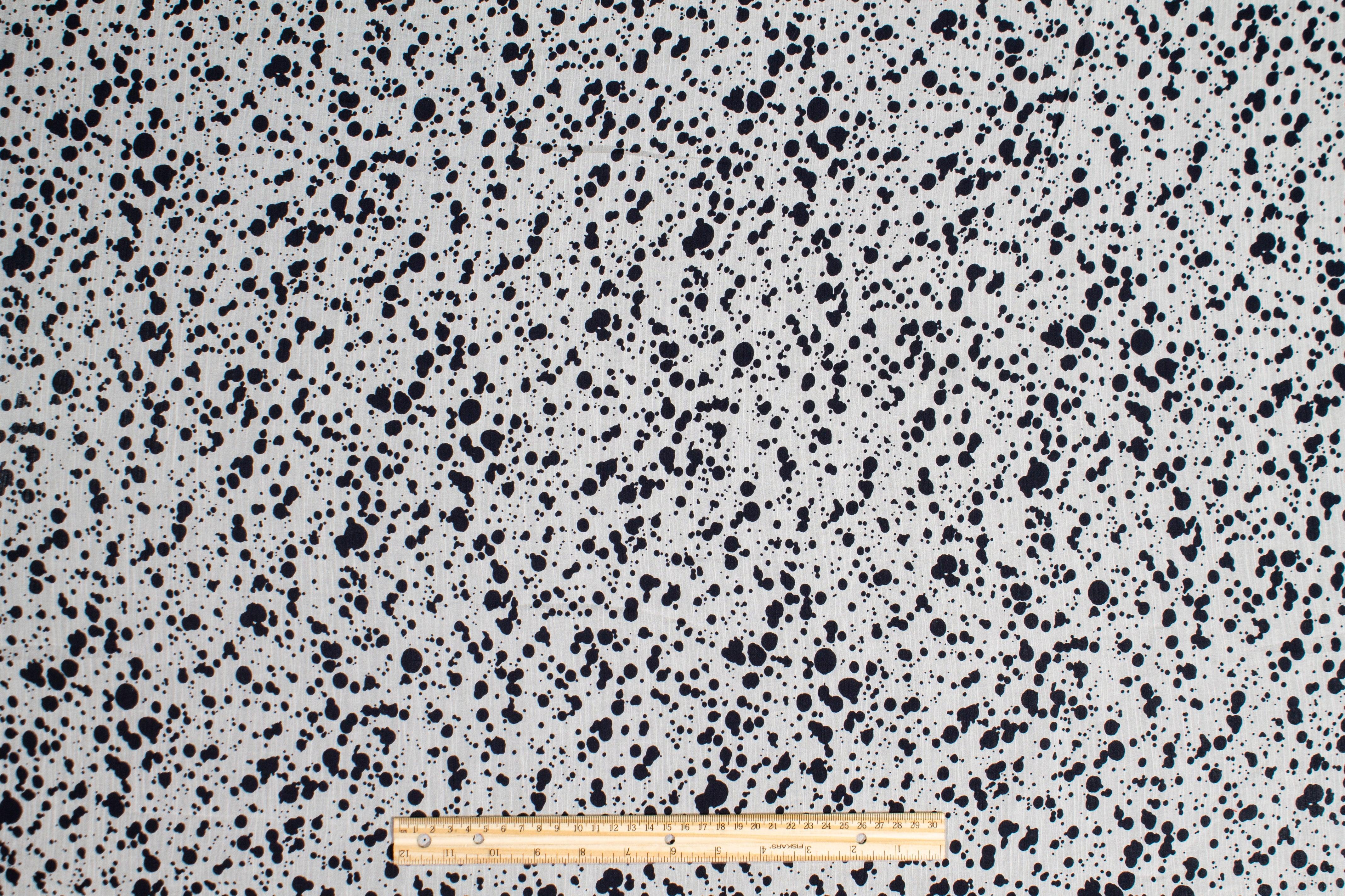Splatter Crinkled Viscose Silk Chiffon - Black and White - Prime Fabrics