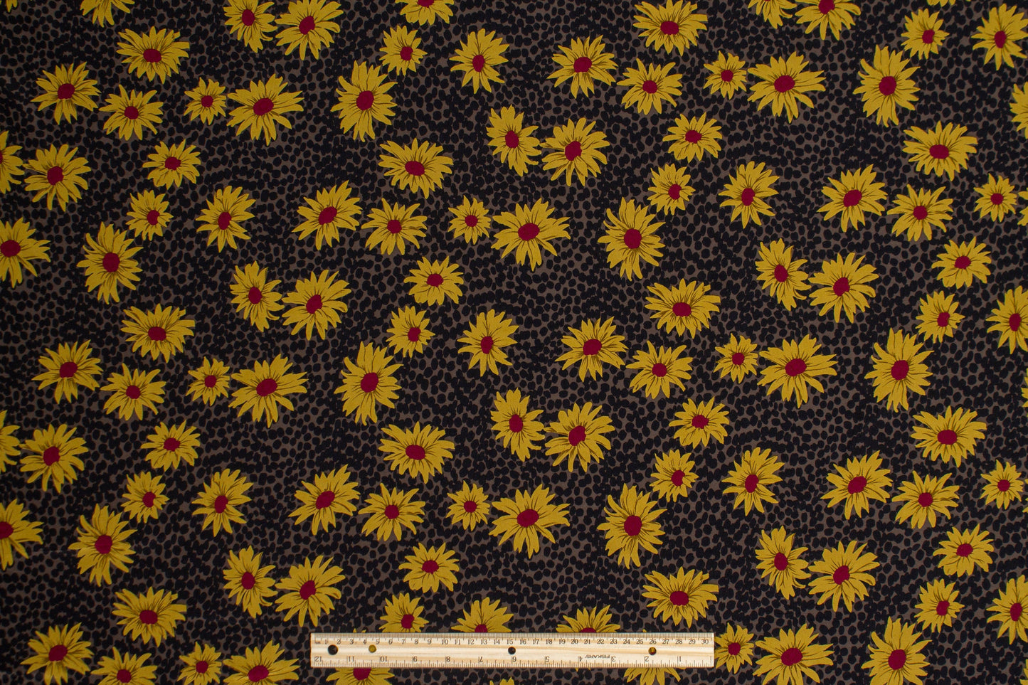 Floral Silk Crepe De Chine - Yellow, Maroon, Black, Gray - Prime Fabrics