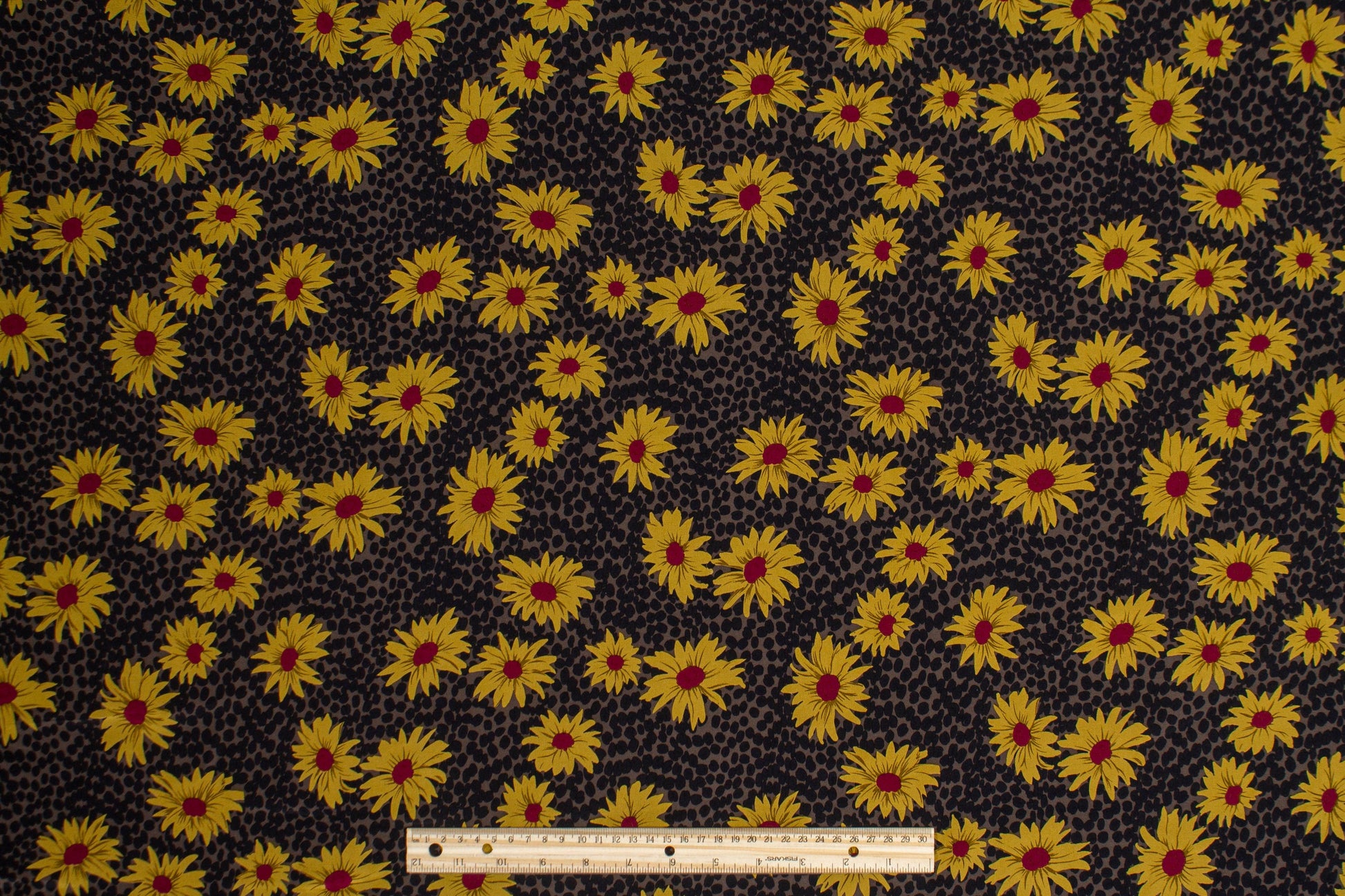 Floral Silk Crepe De Chine - Yellow, Maroon, Black, Gray - Prime Fabrics