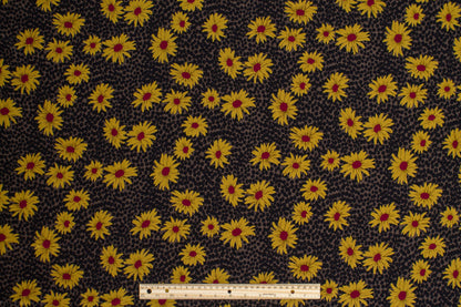 Floral Silk Crepe De Chine - Yellow, Maroon, Black, Gray - Prime Fabrics