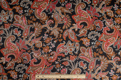 Paisley Floral Silk Charmeuse - Copper, Red, Black, White - Prime Fabrics