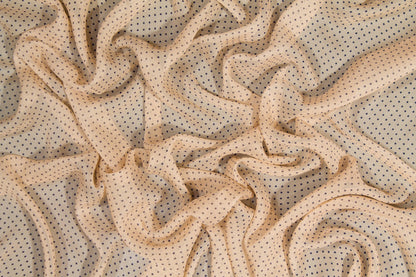 Polka Dot Silk Chiffon - Beige and Navy - Prime Fabrics