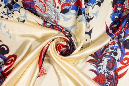 Ivory Dragon Italian Viscose Twill Panel - Prime Fabrics
