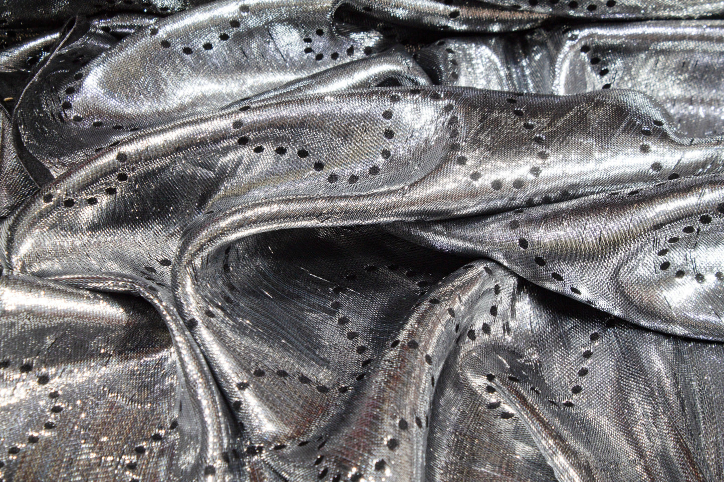 Metallic Silk - Black and Silver - Prime Fabrics