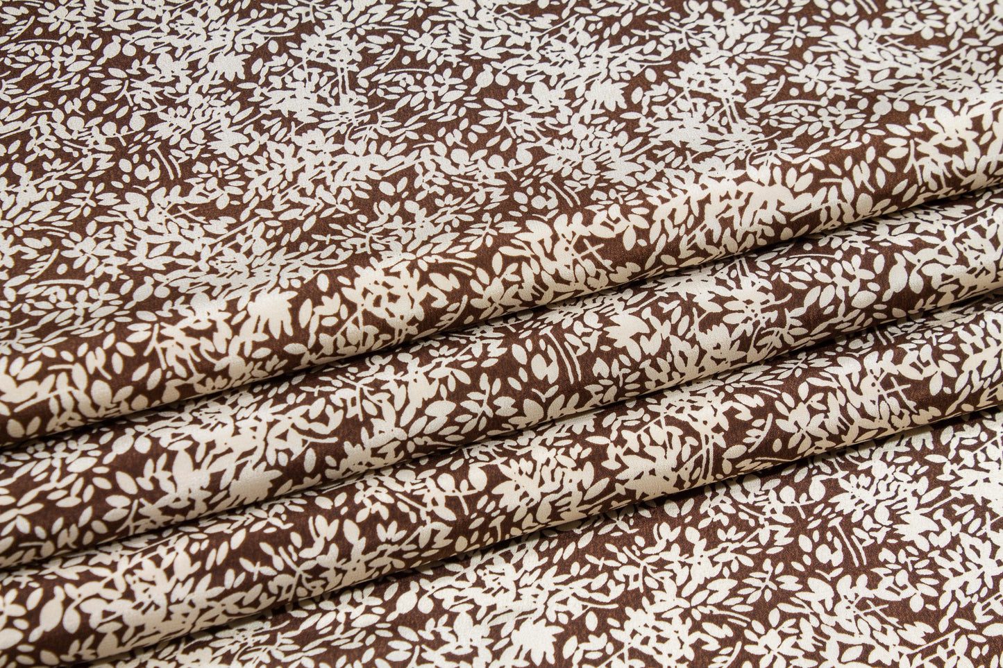 Floral Silk Crepe De Chine - Brown and Beige - Prime Fabrics