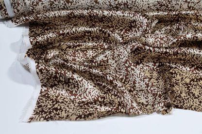 Floral Silk Charmeuse - Brown and Beige - Prime Fabrics