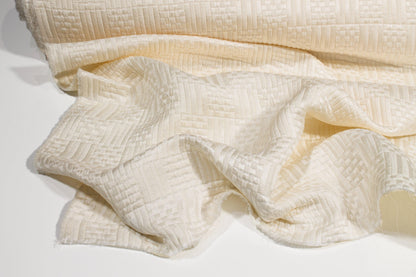 Checked Italian Silk Brocade - Ivory - Prime Fabrics