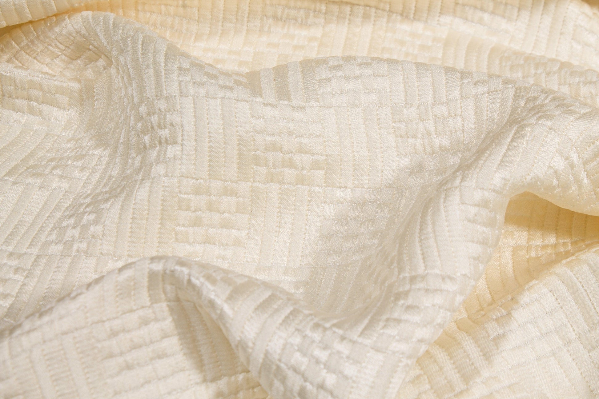 Checked Italian Silk Brocade - Ivory - Prime Fabrics