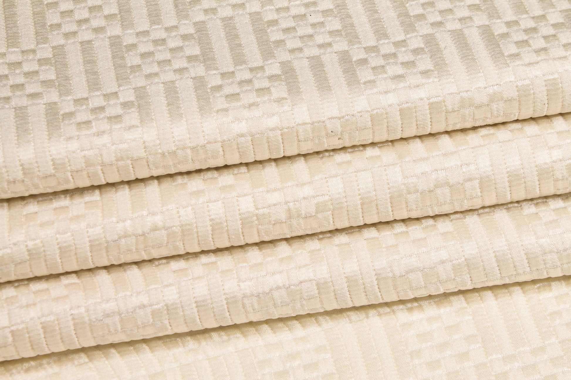 Checked Italian Silk Brocade - Ivory - Prime Fabrics