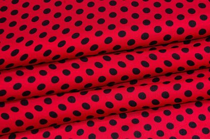 Polka Dot Silk Georgette - Red and Black - Prime Fabrics