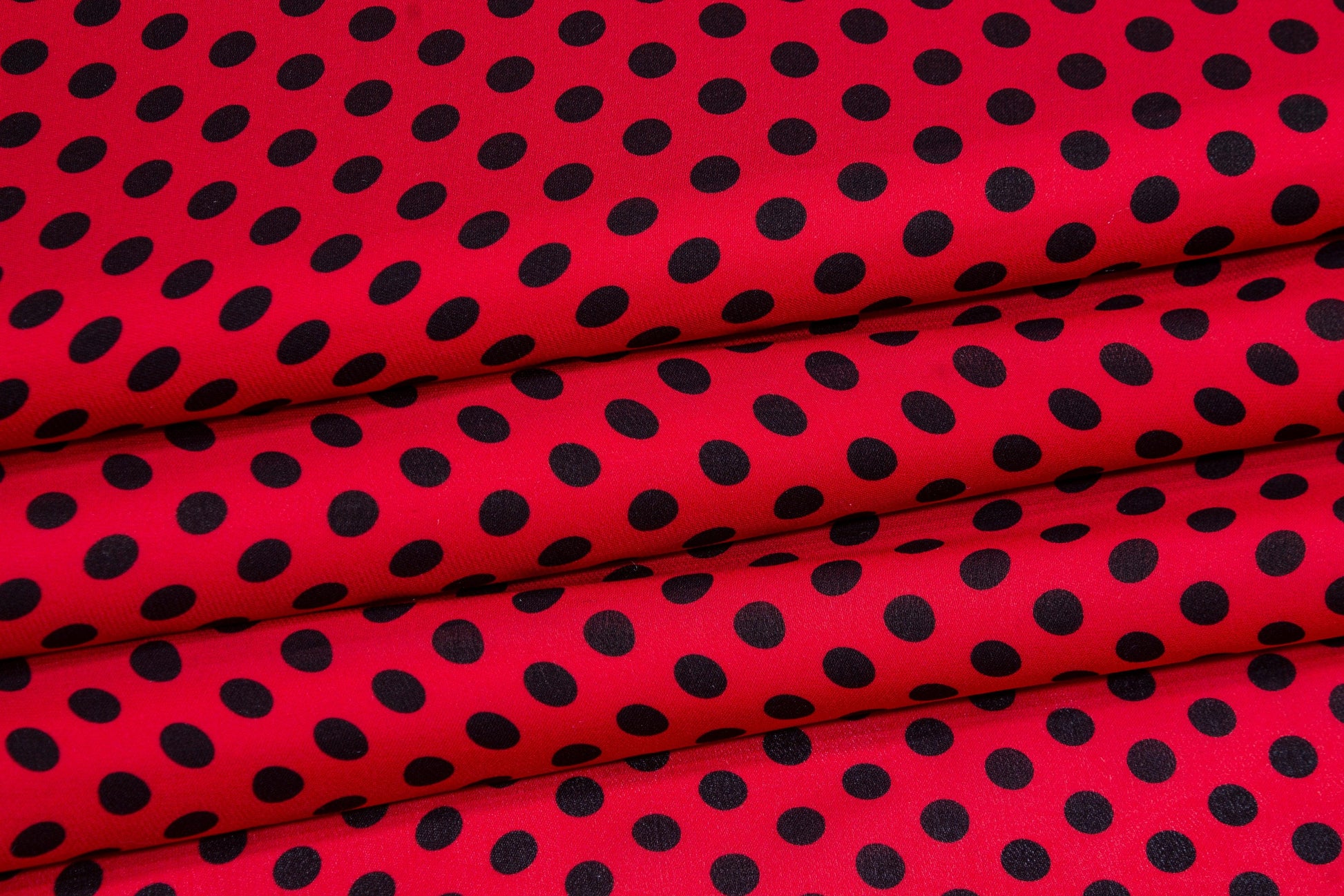 Polka Dot Silk Georgette - Red and Black - Prime Fabrics