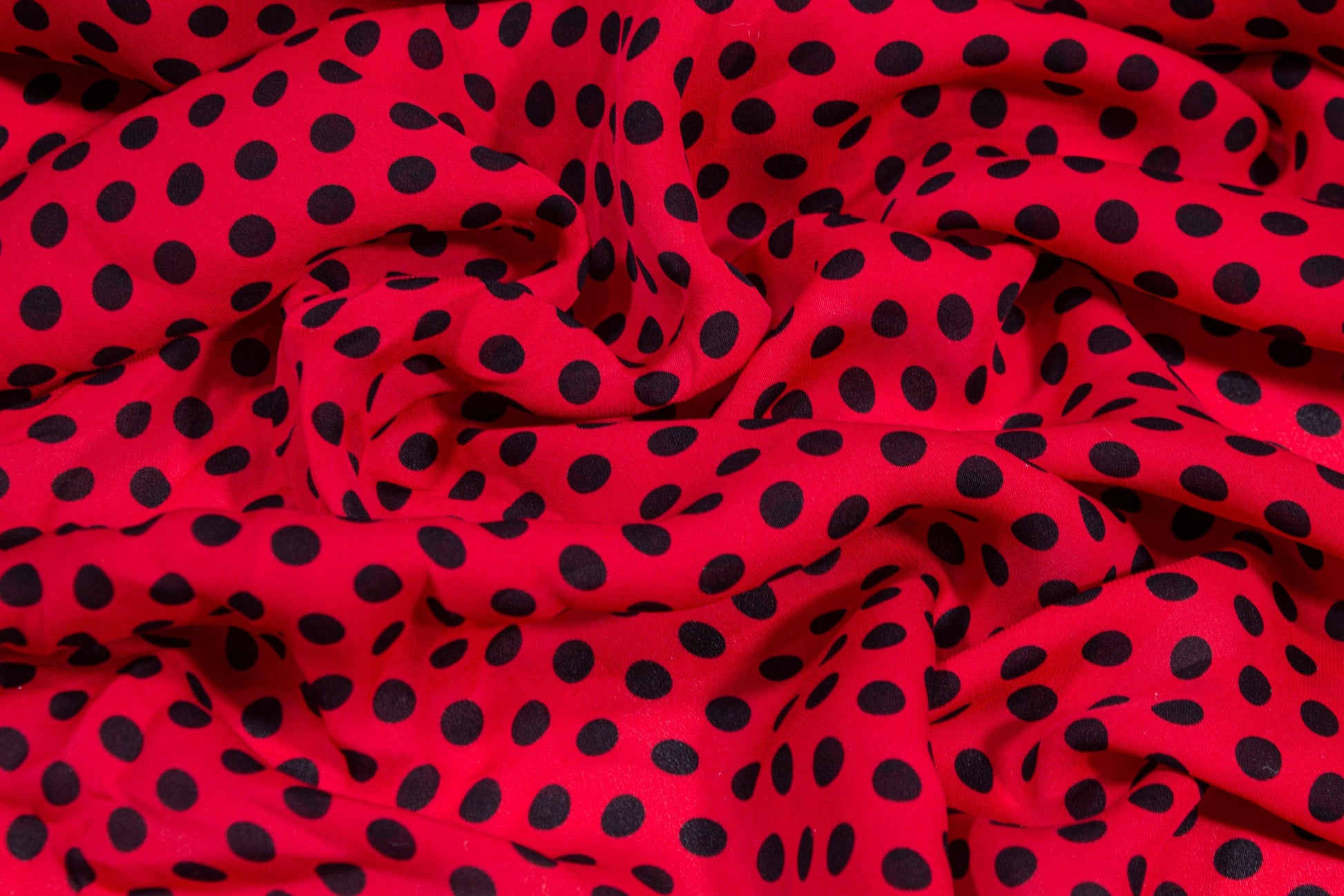 Polka Dot Silk Georgette - Red and Black - Prime Fabrics