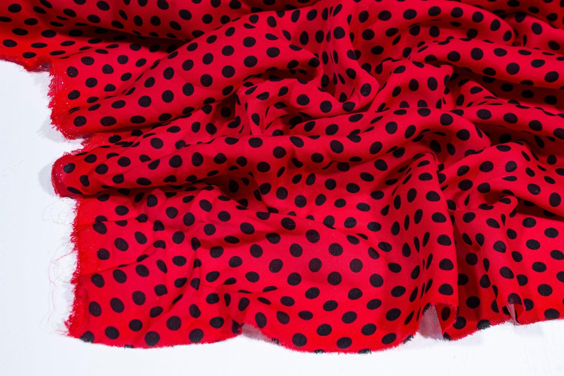 Polka Dot Silk Georgette - Red and Black - Prime Fabrics