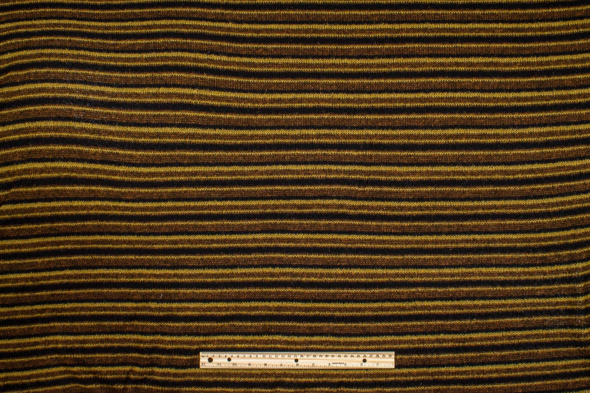 Brown and Black Striped Poly Wool Jersey Knit - Prime Fabrics